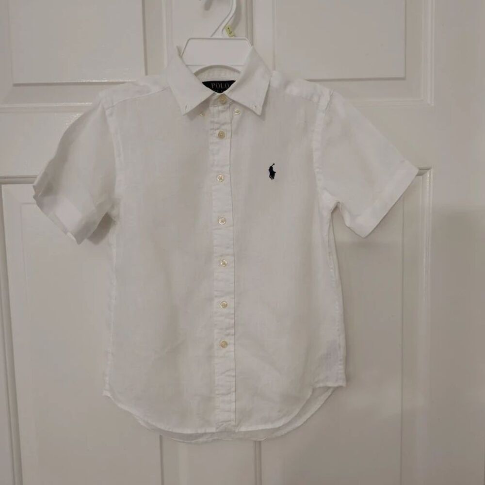 Polo Ralph Lauren Linen Kids Shirt White Size 8